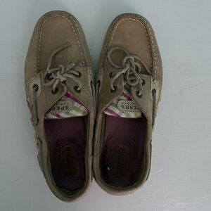 Sperry‎ Top Sider Bluefish Womens Size 8M Tan Leather Plaid Boat Shoes 9174673